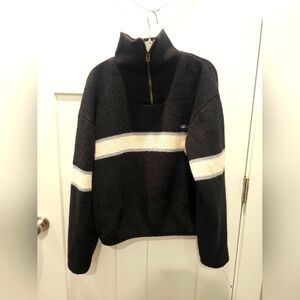 Everest Wool Blend Quarter Zip Pullover Sweater Black Small